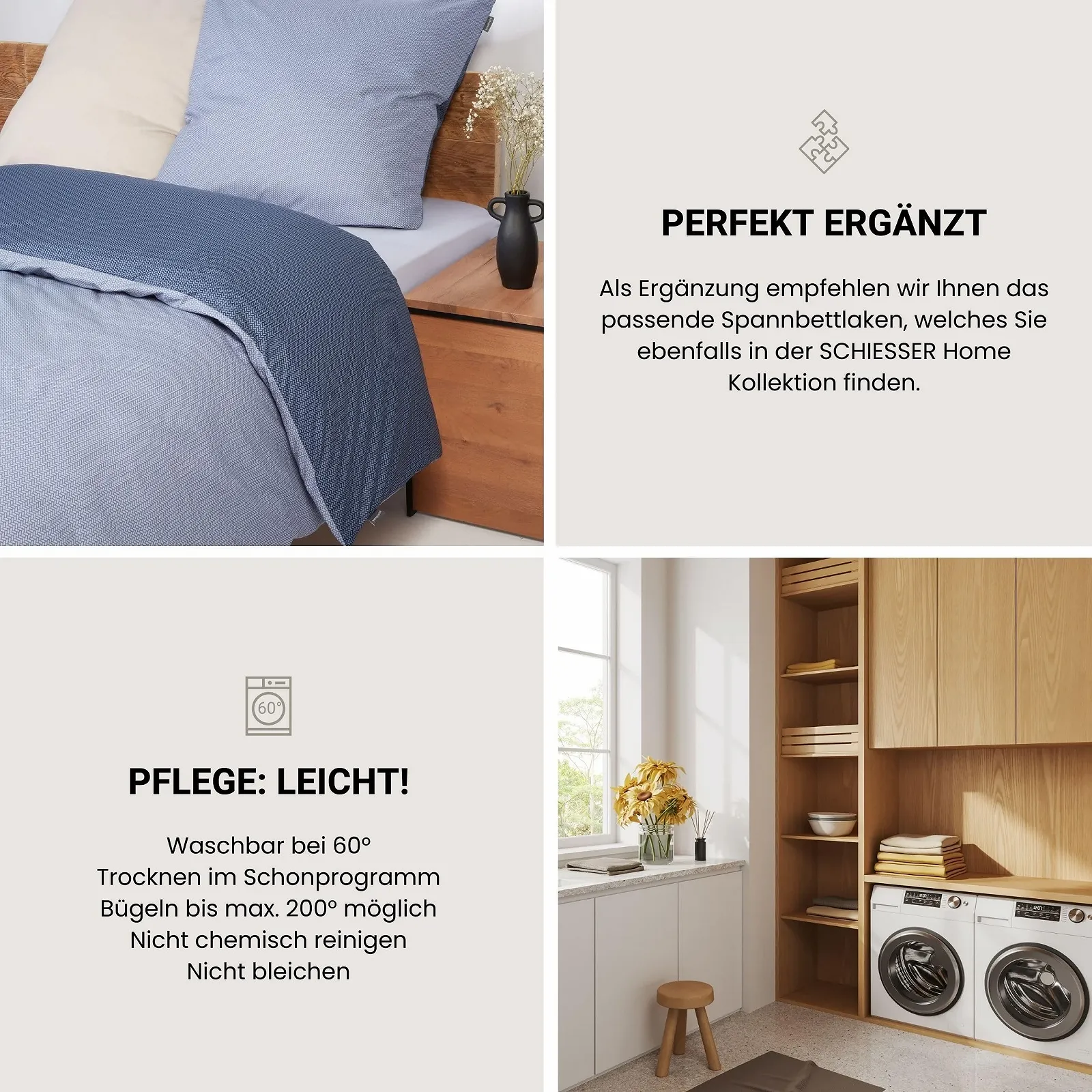 Комплект постільної білизни Schiesser Silva 2 предмети Renforcé 100% бавовна 135 x 200 см 80 x 80 см синій, фото №5