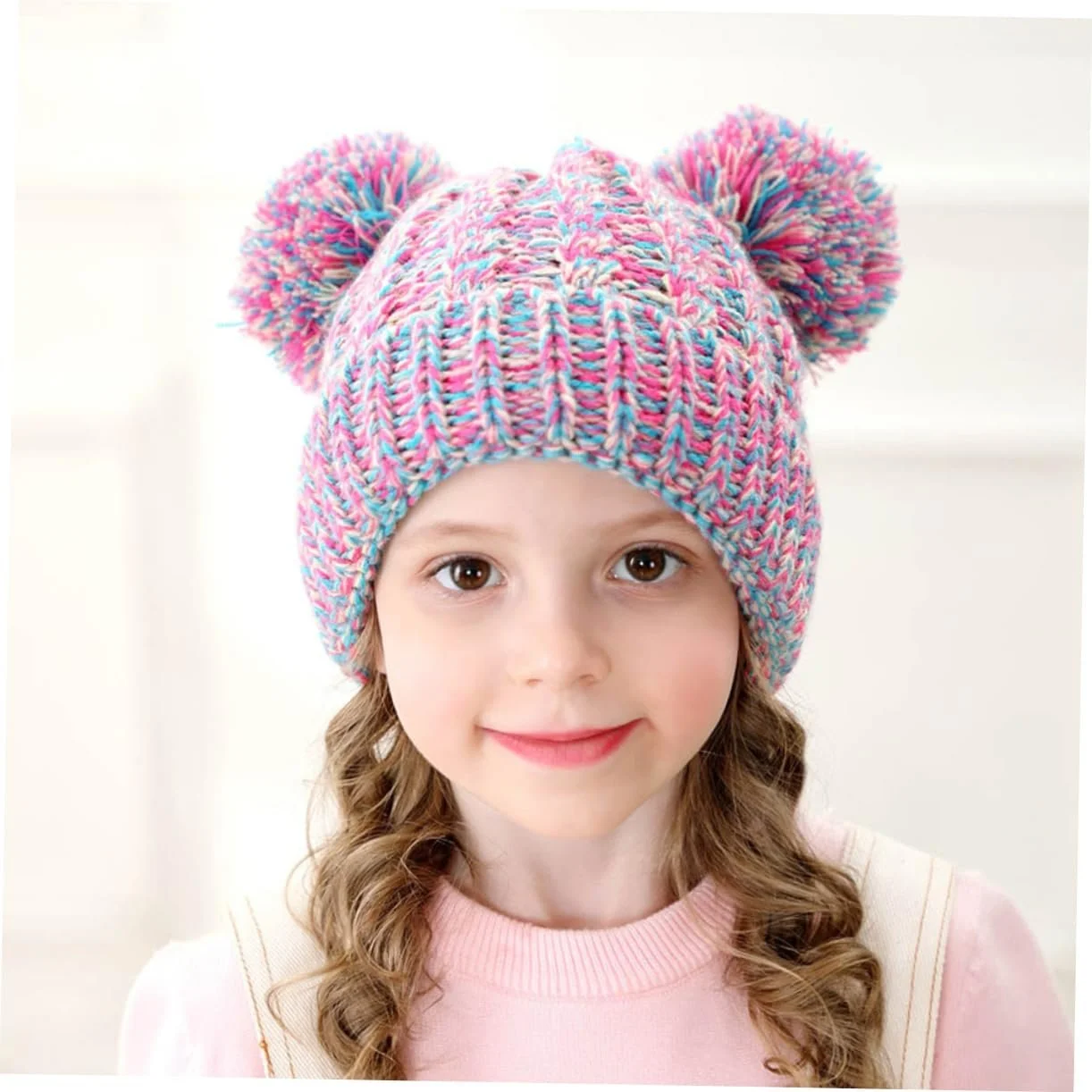 В'язана Шапка VALICLUD Зимова для дівчинки з помпоном, 2 шт., фото №3