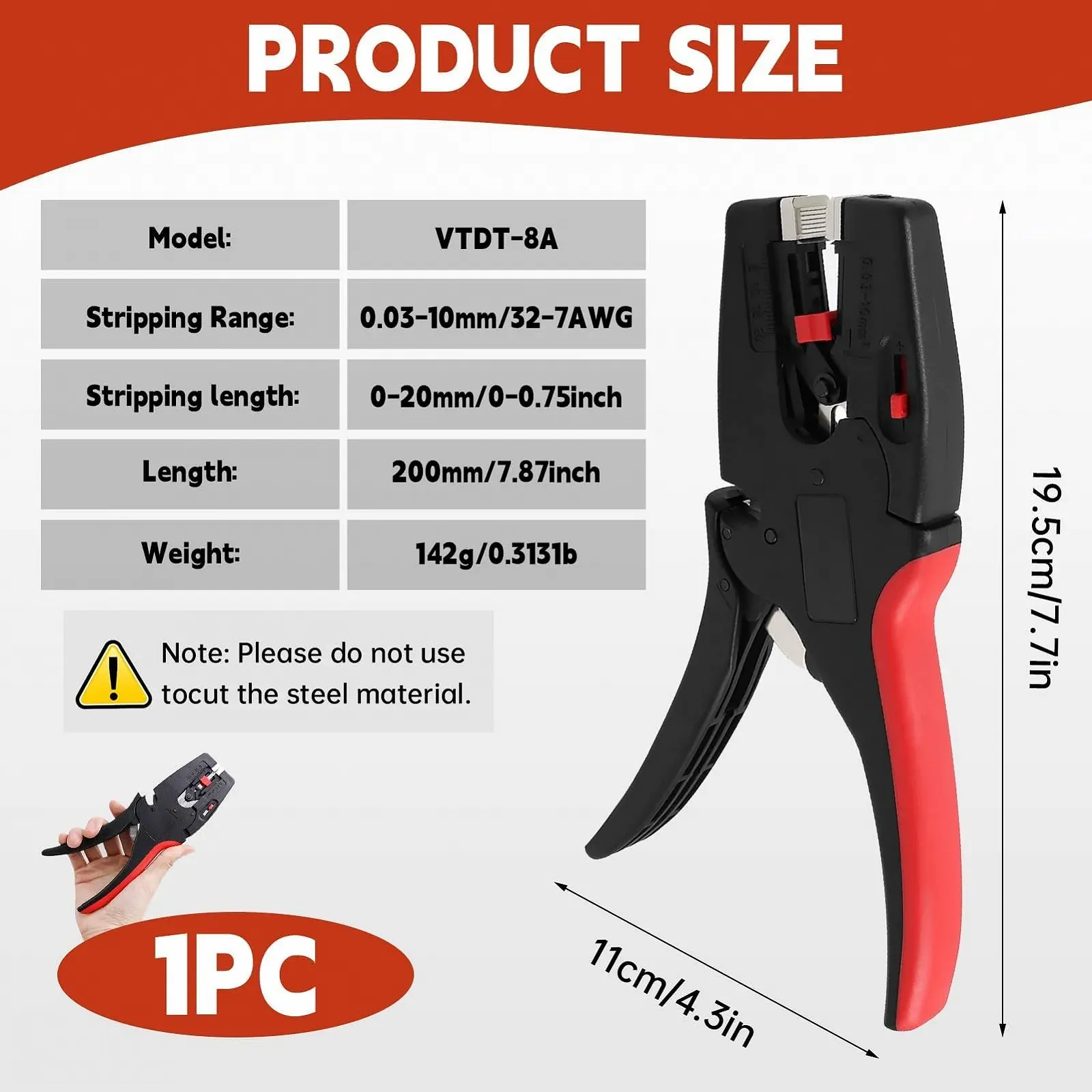 Стриппер автоматический 2-в-1 AWG 32-7 / 0.03-10 мм², фото №2