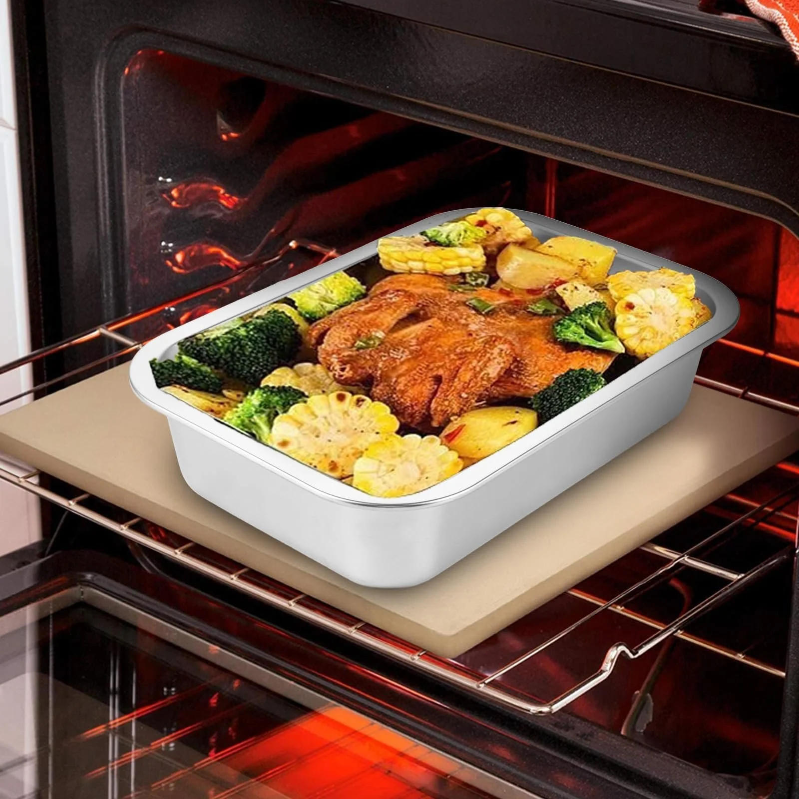 Набор форм для запекания SHUESS 3 шт. из нержавеющей стали 32 x 22 x 7 см прямоугольные глубокие для лазаньи и запеканок, фото №5