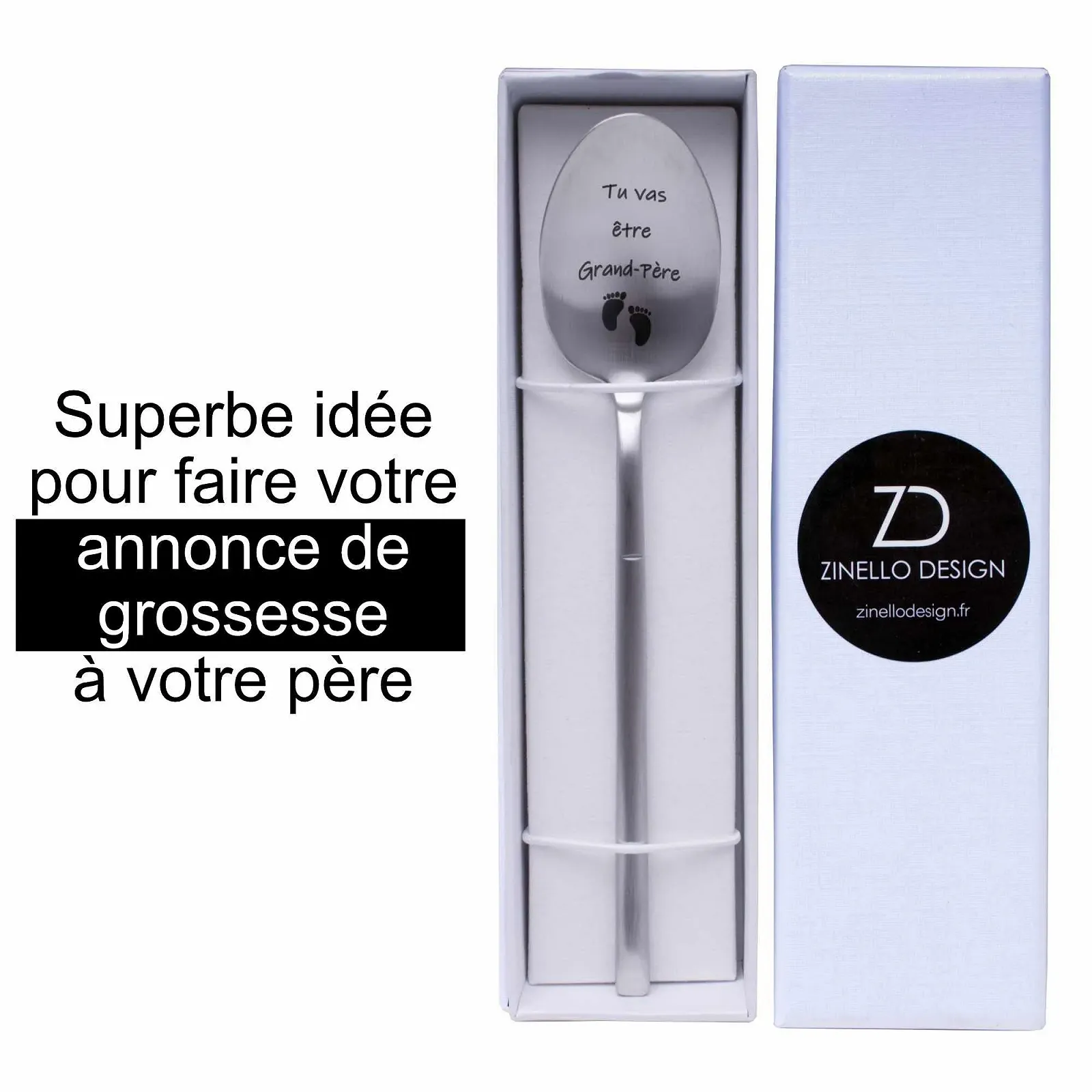 Ложка Дідусю про вагітність "Tu Vas Be Papi" Оригінальний персоналізований подарунок для майбутнього дідуся, фото №3