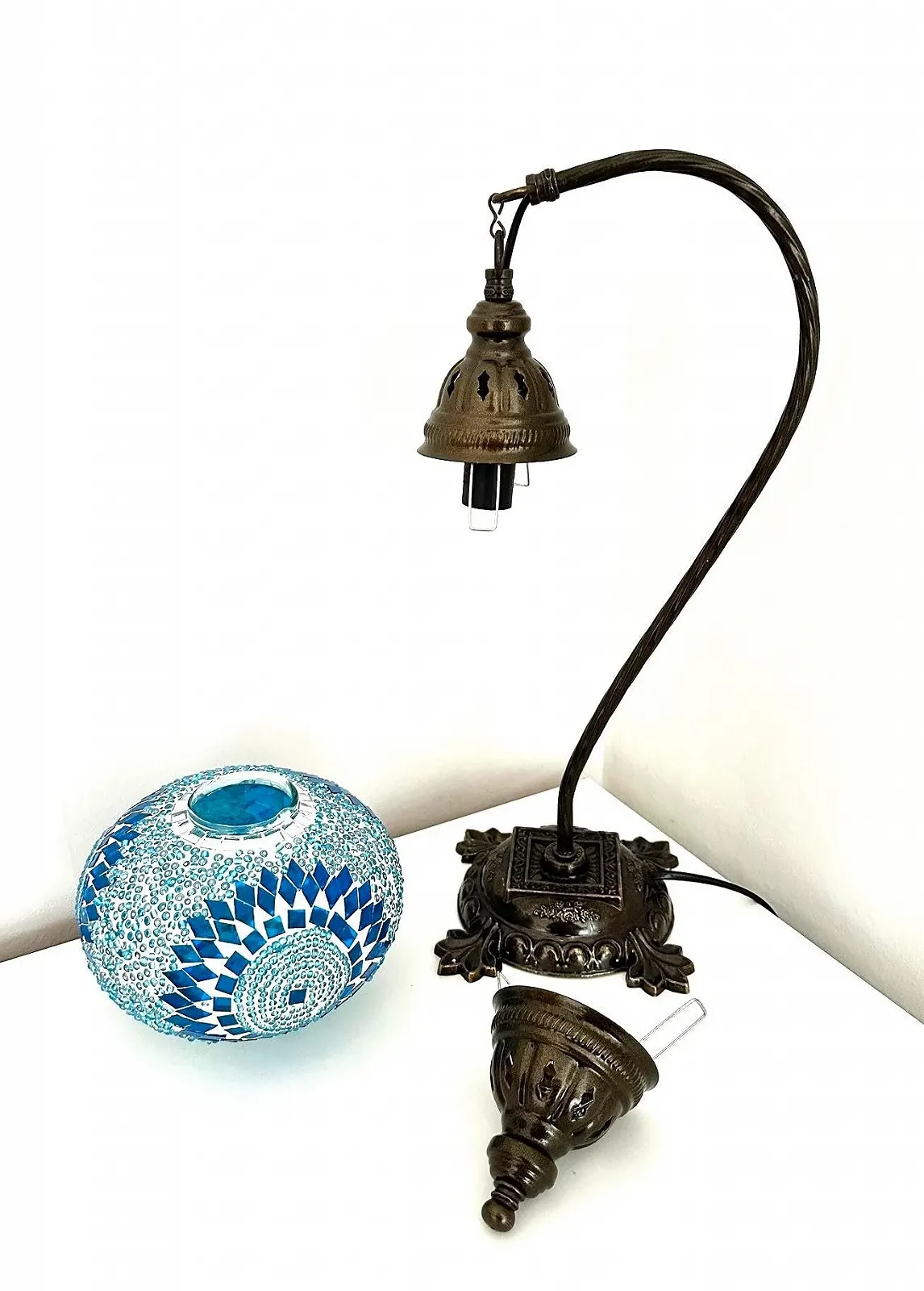 Настільна лампа Samarkand Lights Mosaic Turkish Moroccan Turquoise Circle Бірюзова, фото №4