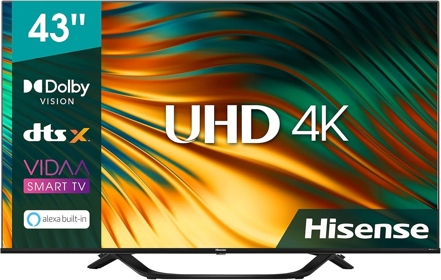 Телевізор 43" Hisense 43A67H / 4K Ultra HD / 60 Гц / VA / Smart TV / Wi-Fi / Bluetooth / T2 / Чорний, фото №1 Телевізор 43" Hisense 43A67H / 4K Ultra HD / 60 Гц / VA / Smart TV / Wi-Fi / Bluetooth / T2 / Чорний, фото №1