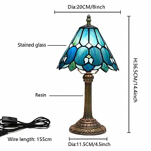 Настільна лампа wecrejoni Tiffany Вітражне скло Приліжкова Естетична Синя synthetic.ua - Фото 1