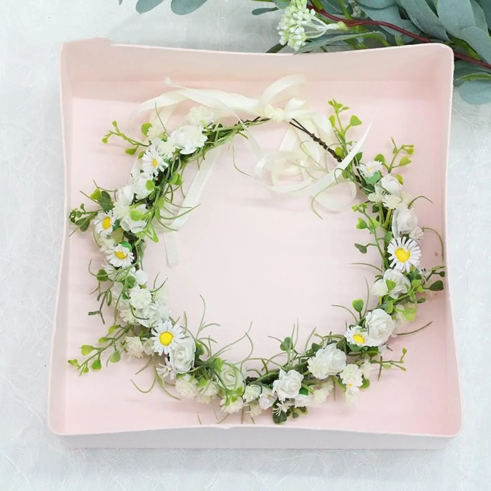 Жіночий Вінок для волосся з квітами Білий, фото №2