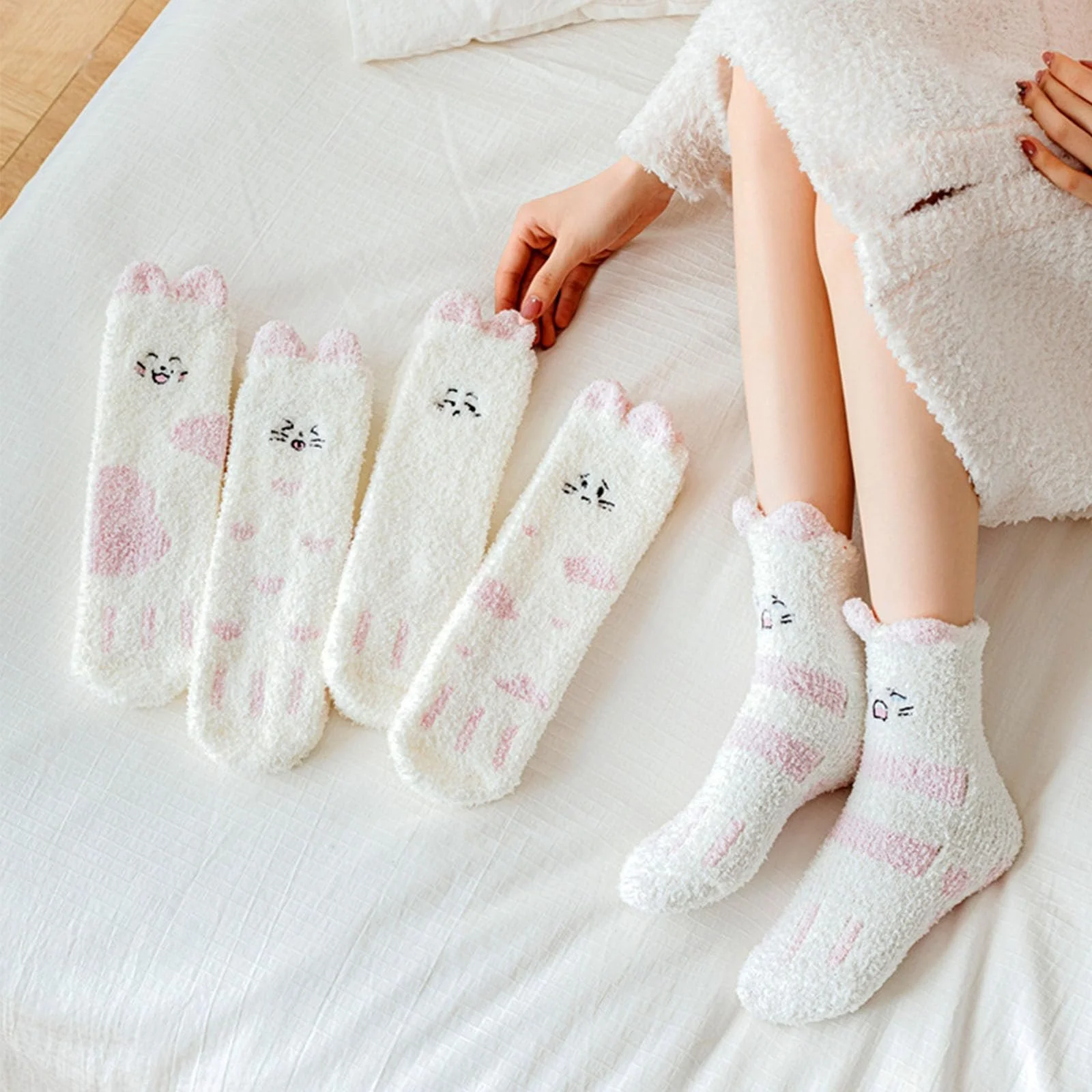 Шкарпетки з котами (5 пар), М'які пухнасті, фото №6