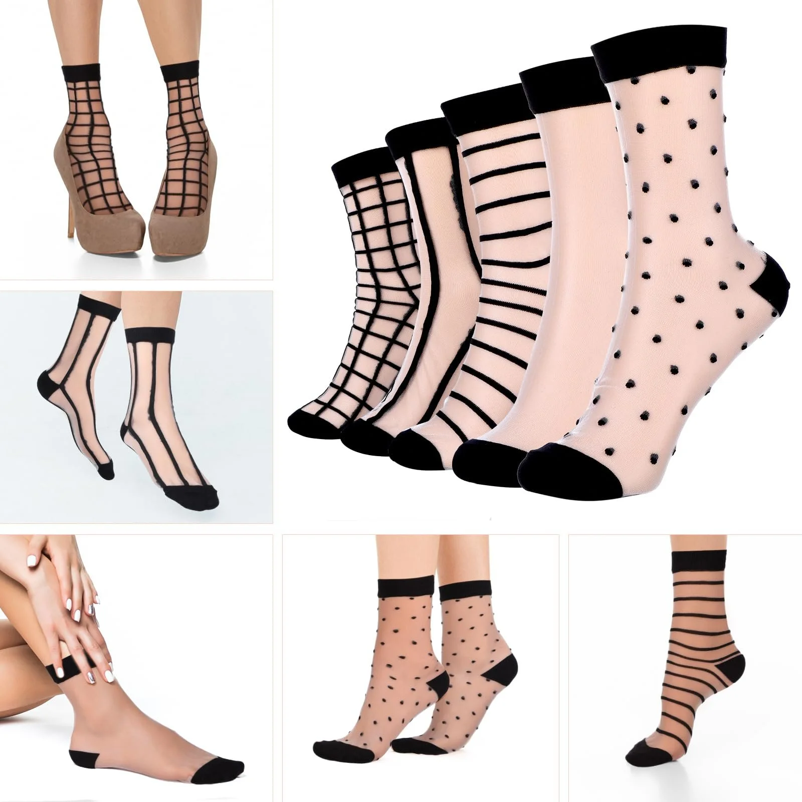 Шкарпетки з оборками Teaaha, 5 пар, прозорі, літні тонкі шкарпетки, фото №2