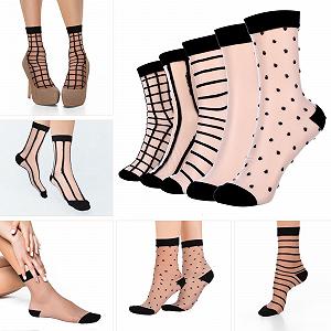 Носки с оборками Teaaha, 5 пар, прозрачные, летние тонкие носки, в горошек, полосатые сетчатые чулки, универсальный размер, черно-белые synthetic.ua - Фото 1