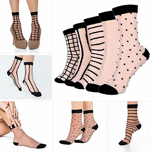 Шкарпетки з оборками Teaaha, 5 пар, прозорі, літні тонкі шкарпетки synthetic.ua - Фото 1