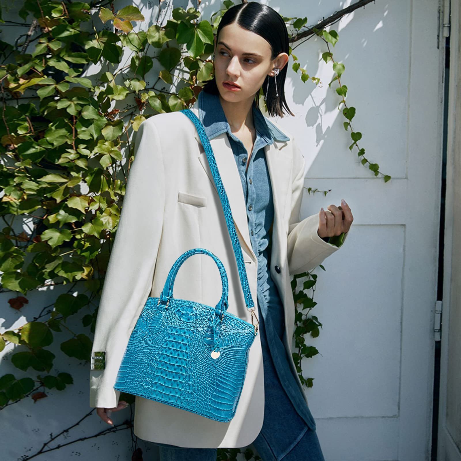 Сумка жіноча NICOLE & DORIS, середня, під крокодила, елегантна, лакована, для офісу, шопінгу та подорожей, фото №2