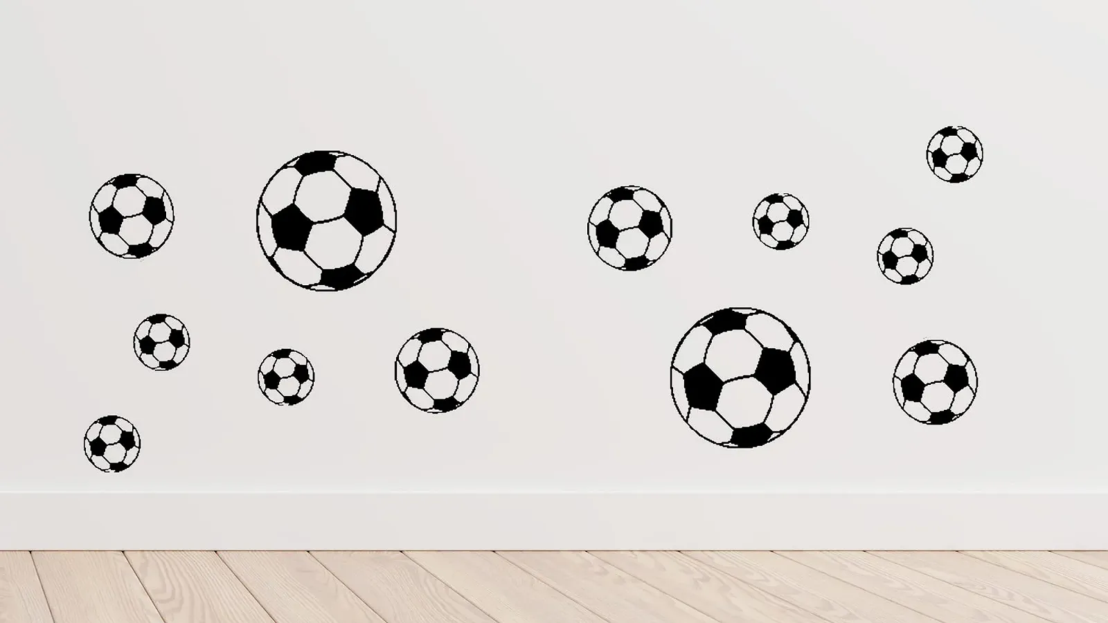 Наклейки на стіну Footballs Collection 12 шт. Плівка Oracal Чорний, фото №5