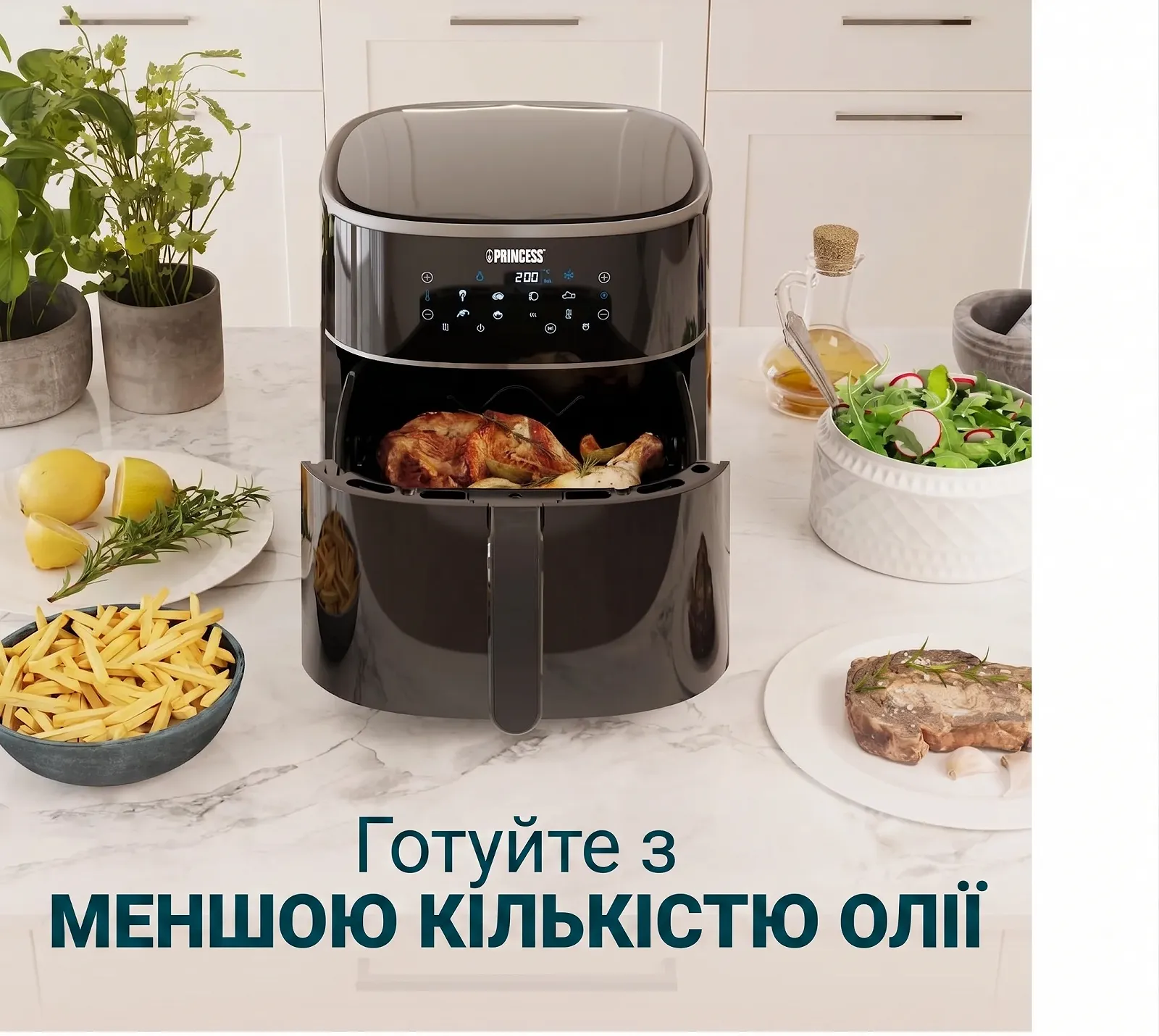 Мультипіч Princess Digital  / Аерофритюрниця 8 л / 1800 Вт / Сенсорне керування / 6 програм / Чорна, фото №5