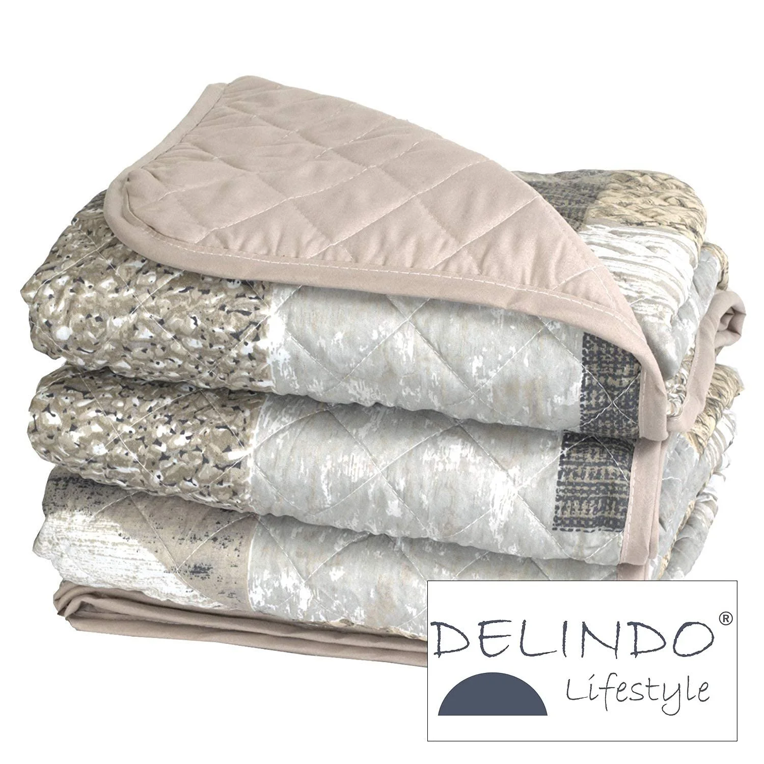 Покривало Delindo Lifestyle Hearts 140 x 210 см, клаптикова техніка, коричневий, фото №2