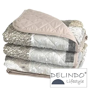 Покривало Delindo Lifestyle Hearts 140 x 210 см, клаптикова техніка, коричневий synthetic.ua - Фото 1