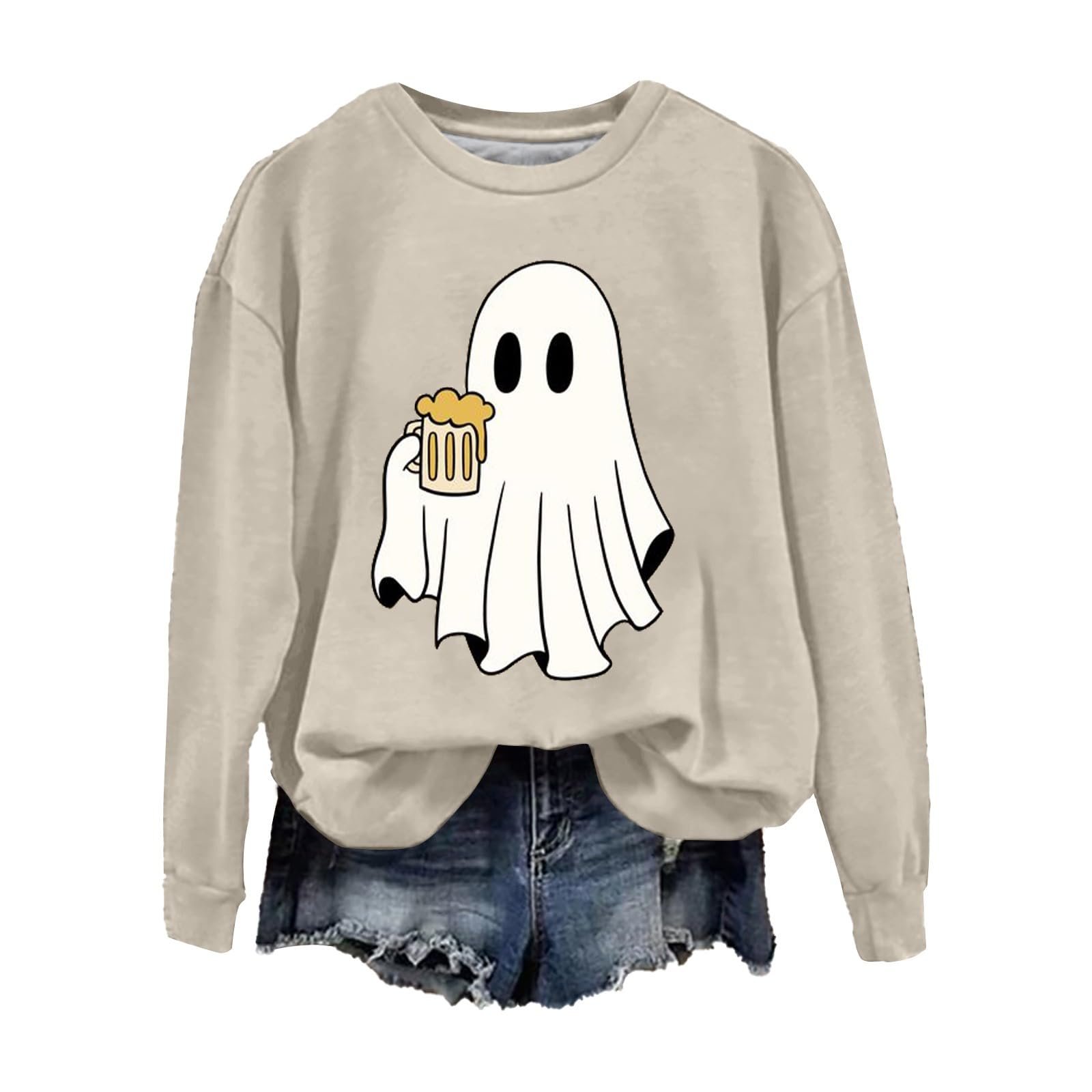 Костюм на Хэллоуин Женская Толстовка Милое Привидение Длинный рукав Пуловер Рубашка Тыква, фото №2 Костюм на Хэллоуин Женская Толстовка Милое Привидение Длинный рукав Пуловер Рубашка Тыква, фото №2