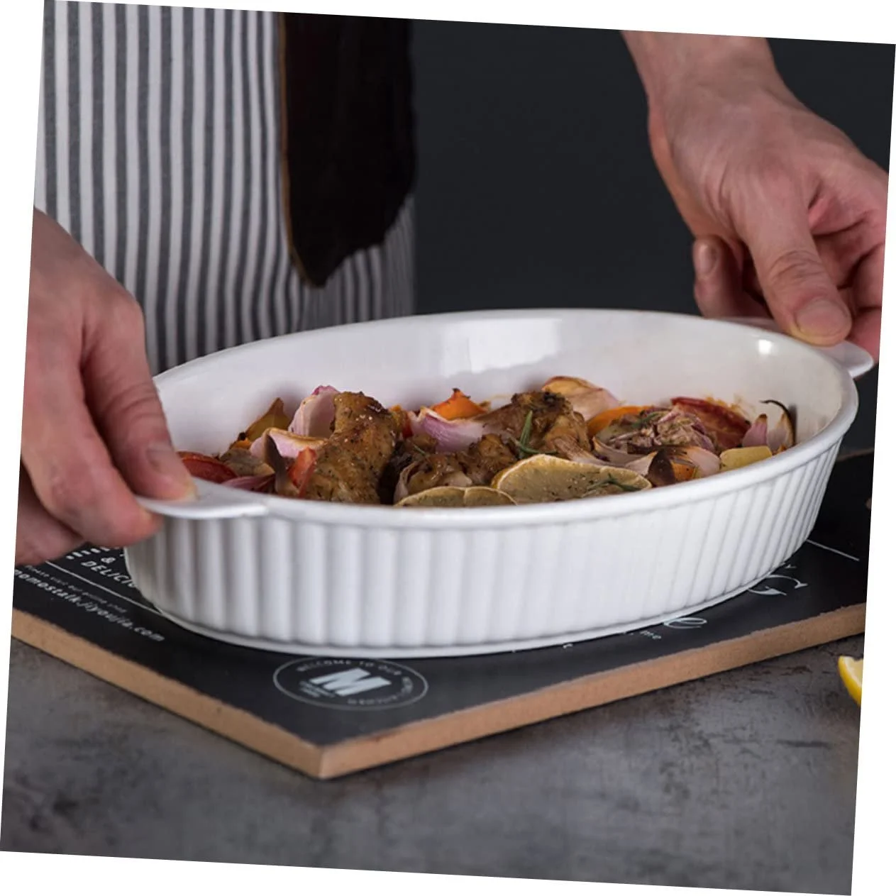 Форма для запікання BESTYASH Овальна Керамічна з подвійною ручкою, фото №7 Форма для запікання BESTYASH Овальна Керамічна з подвійною ручкою, фото №7