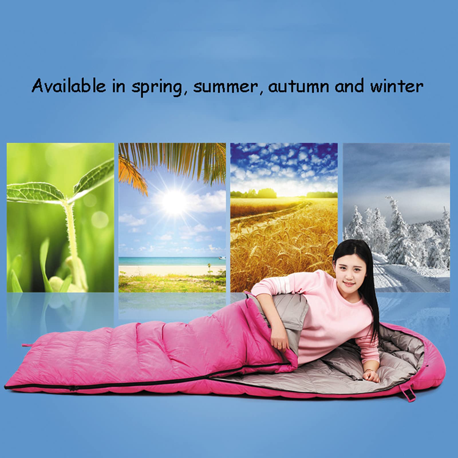 Спальний мішок MYVVKIA для дорослих з білого качиного пуху теплий 4-сезонний, фото №7