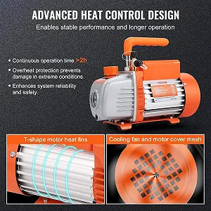 Вакуумный насос VEVOR KQ-1K / 100 л/мин / 5 Па (40 микрон) / 1/5 л.с. / Одноступенчатый / Оранжевый цена на synthetic.ua - Фото 1 Вакуумный насос VEVOR KQ-1K / 100 л/мин / 5 Па (40 микрон) / 1/5 л.с. / Одноступенчатый / Оранжевый synthetic.ua - Фото 1