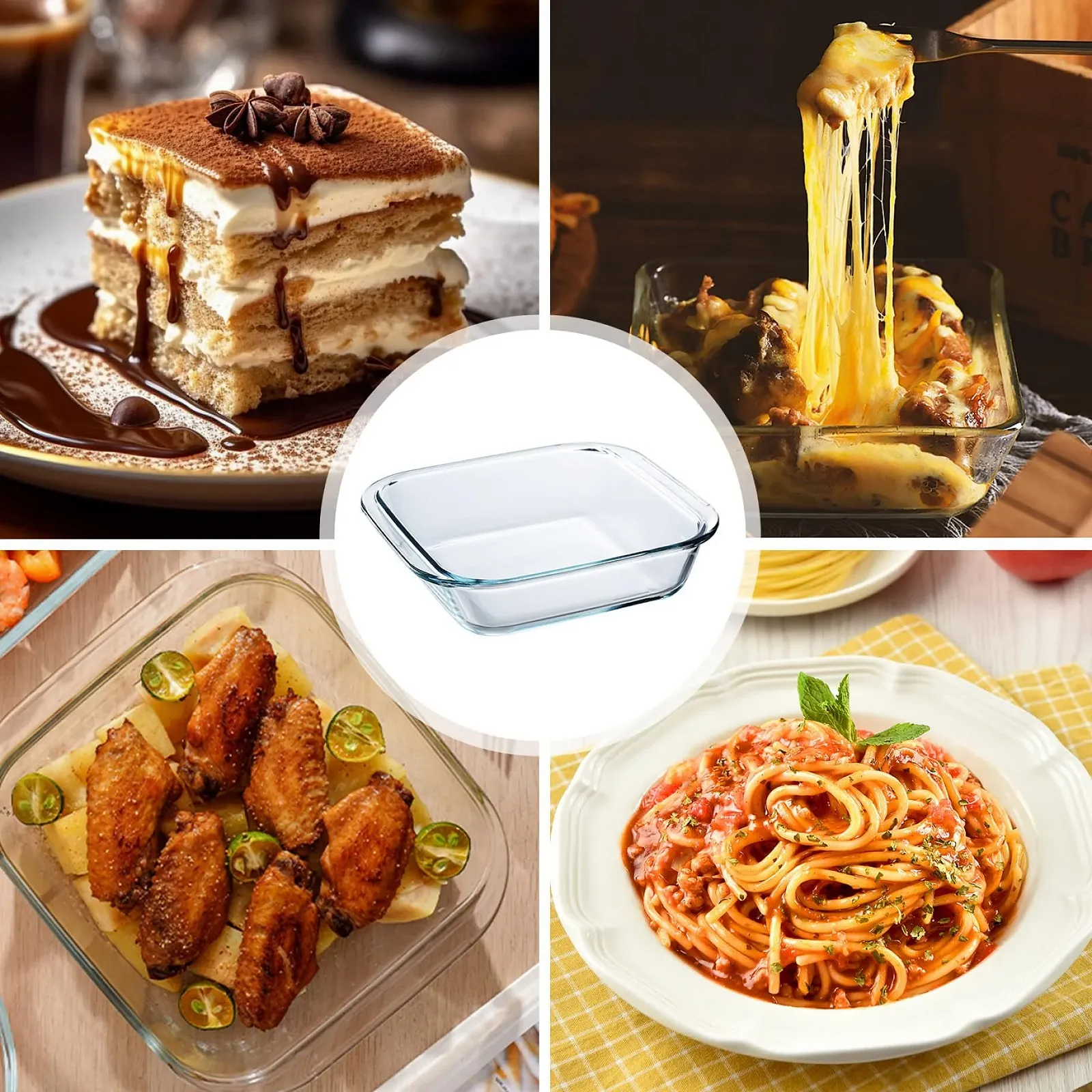 Форма для запікання скляна 8 x 7 x 2 дюйми квадратна термостійка до 400 °C для духовки аерофритюрниці, фото №5 Форма для запікання скляна 8 x 7 x 2 дюйми квадратна термостійка до 400 °C для духовки аерофритюрниці, фото №5