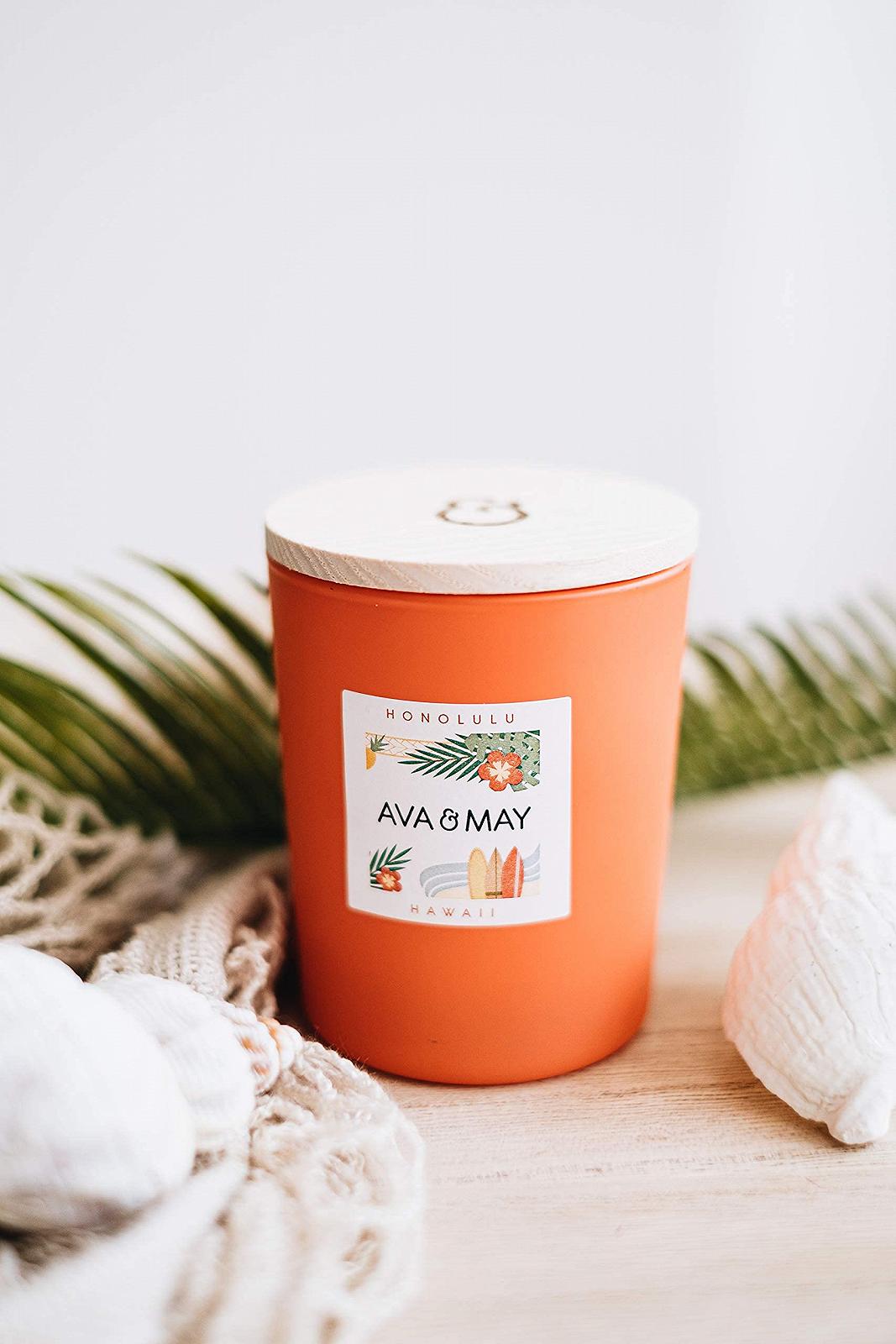 Свеча AVA & MAY Hawaii Ароматическая (180 г) Стеклянная Цветочный Аромат Веганская, фото №2