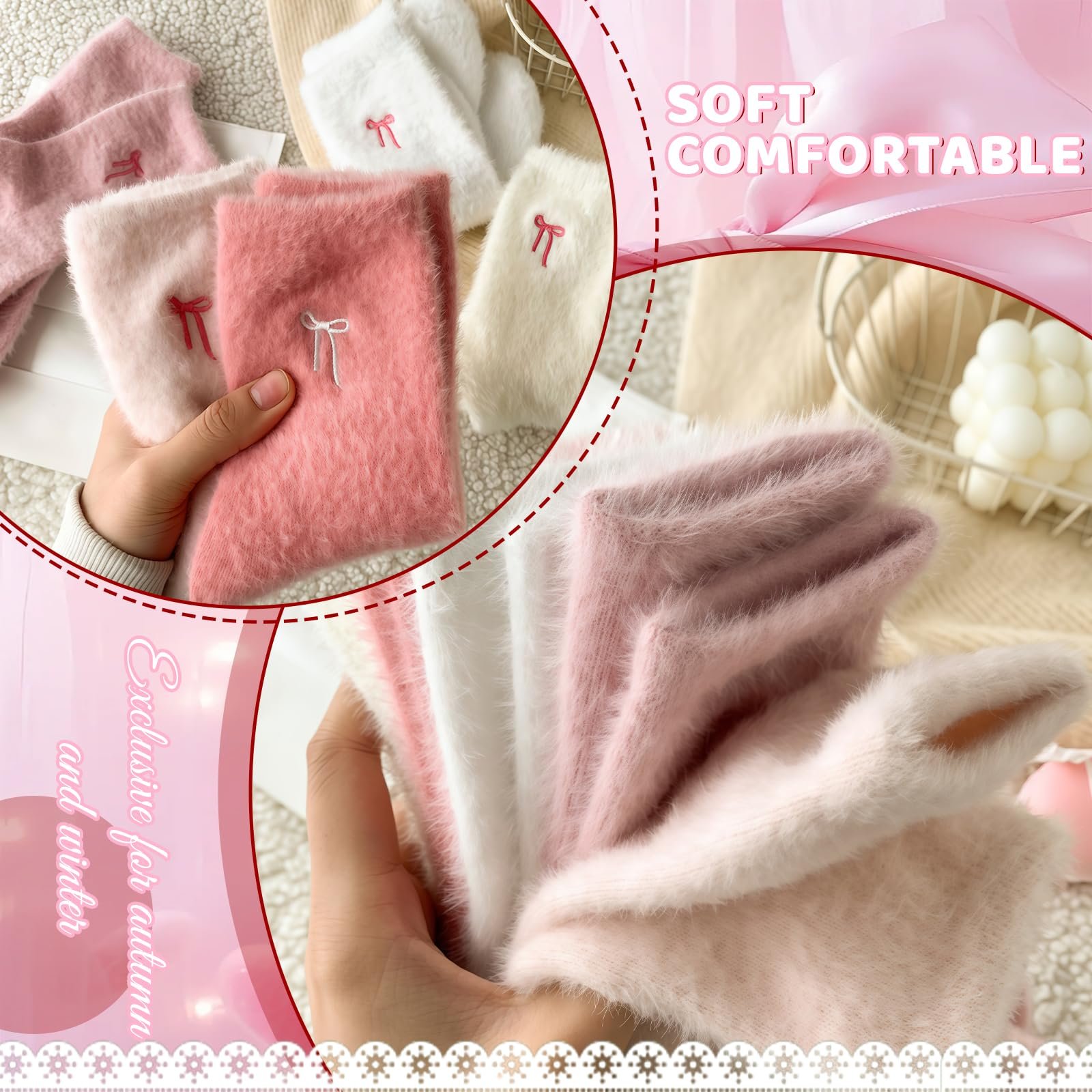 Шкарпетки з бантом для жінок, 5 пар, розмір 39-42, фото №6