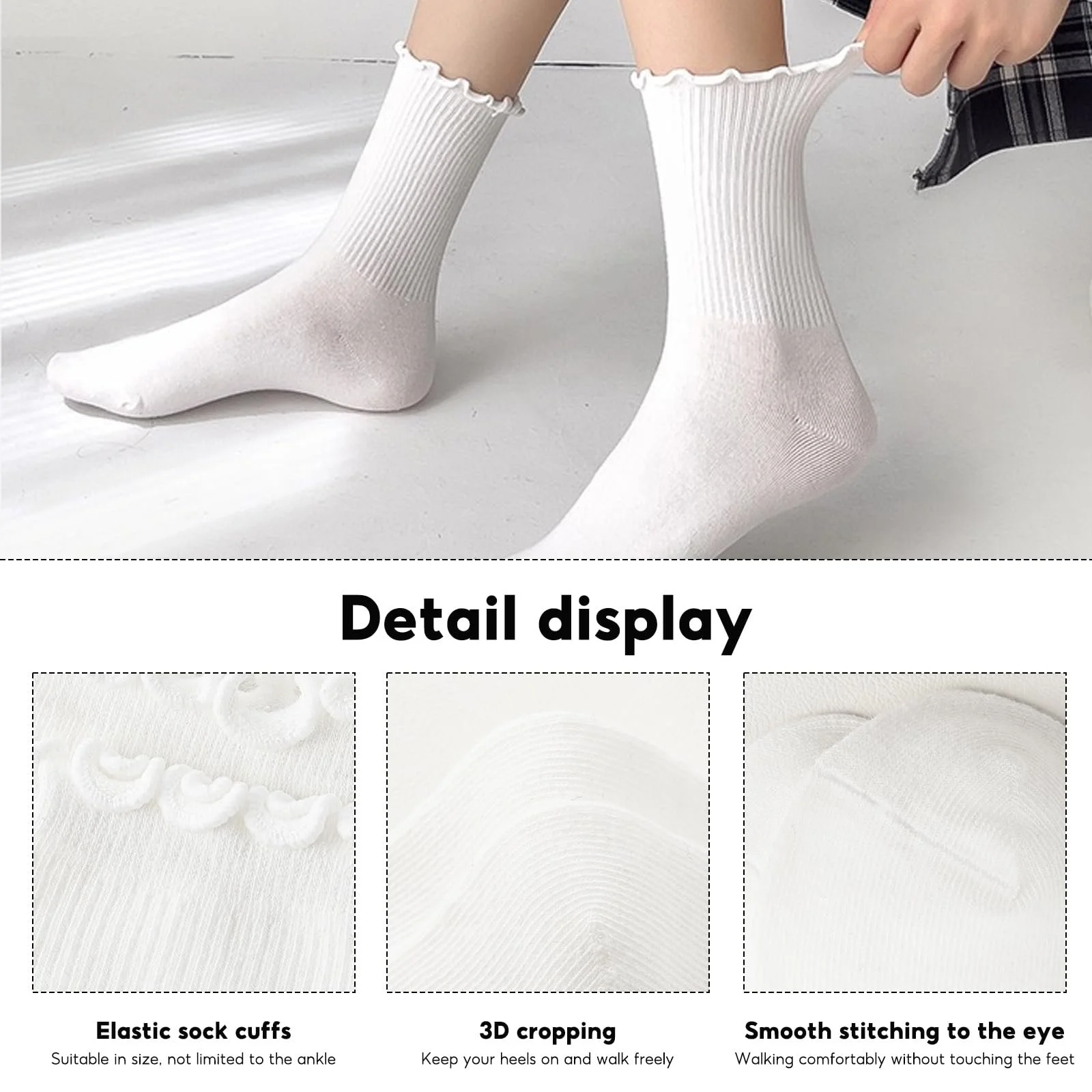 Носки с рюшами Женские, 10 пар белых носков с рюшами, носки с рюшами, женские носки принцессы, милые носки для женщин и девушек, фото №2