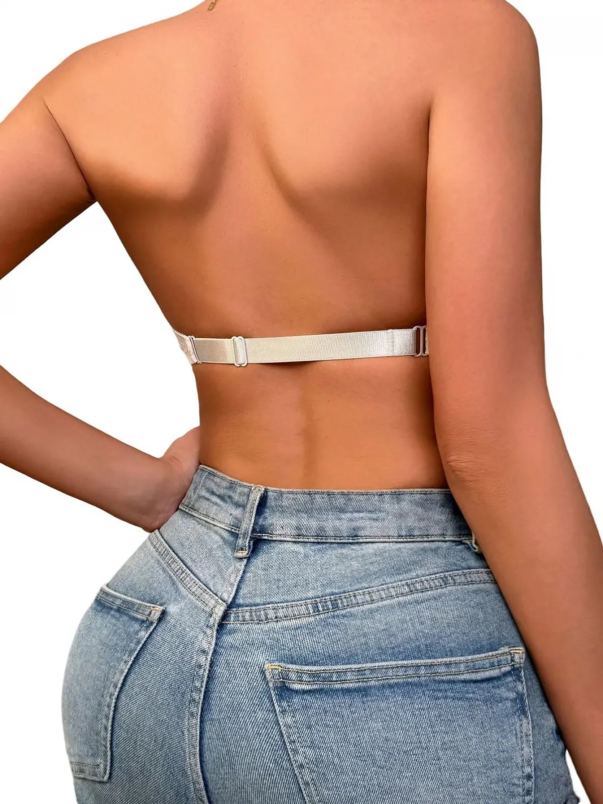 Бюстгальтер GORGLITTER Strapless Bra Push Up на косточках с передней застежкой без спинки без бретелек бесшовный, фото №2