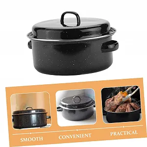 Жаровня Luxshiny 24 см эмалированная с крышкой термостойкая synthetic.ua - Фото 1