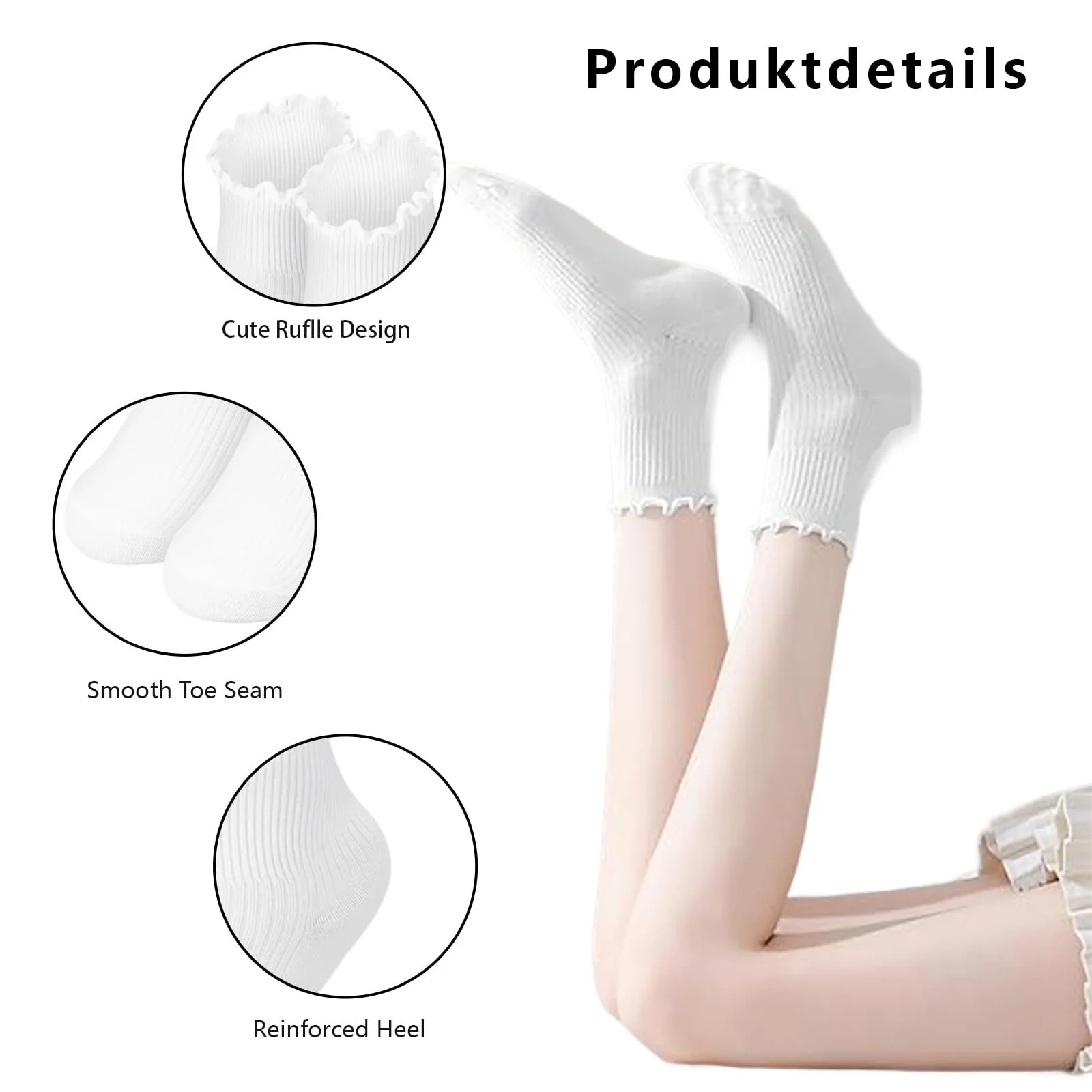 Носки с рюшами Женские хлопковые вязаные размер 35-41, 8 пар, фото №3