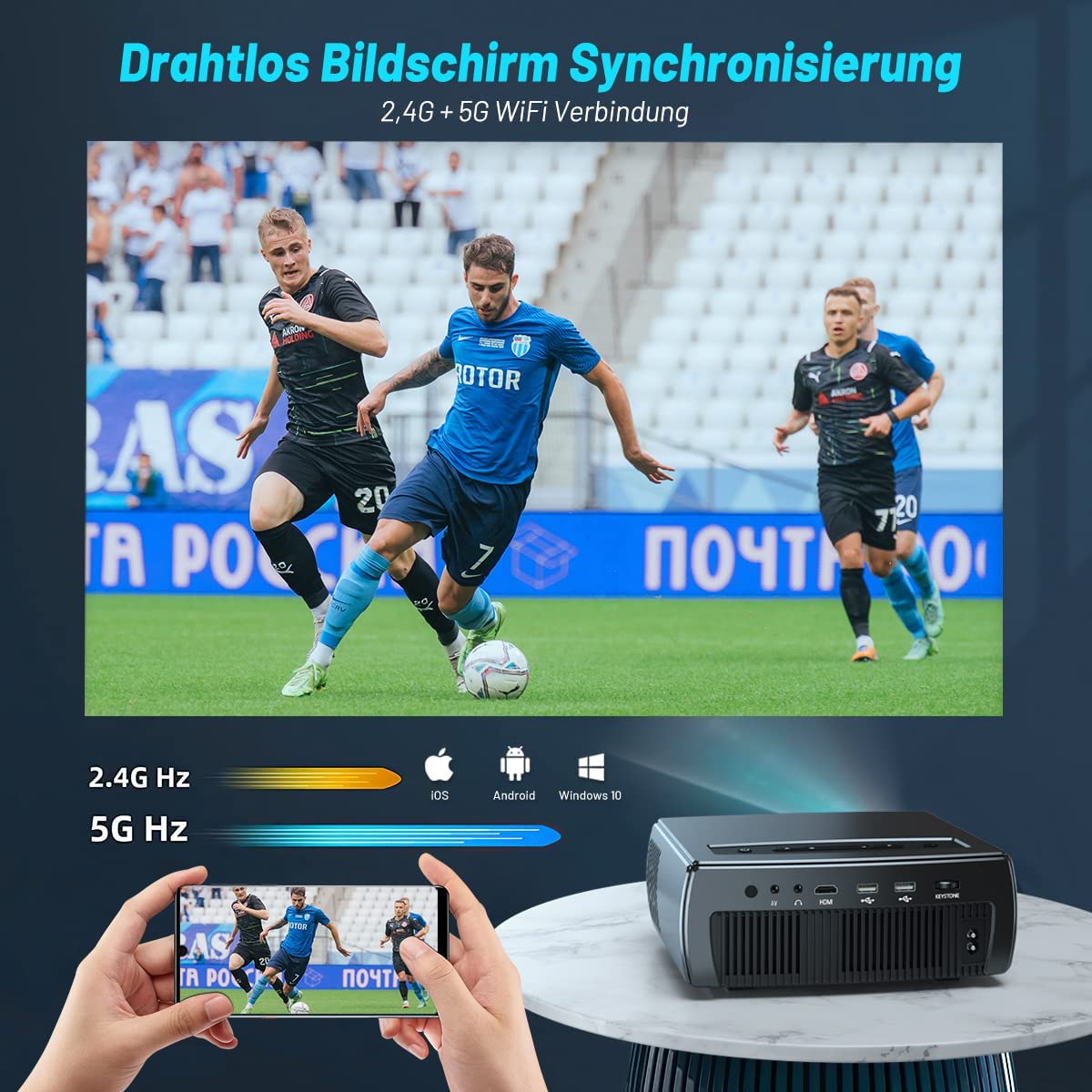 Проектор Clokowe YG661 Full HD Wi-Fi Bluetooth, фото №4