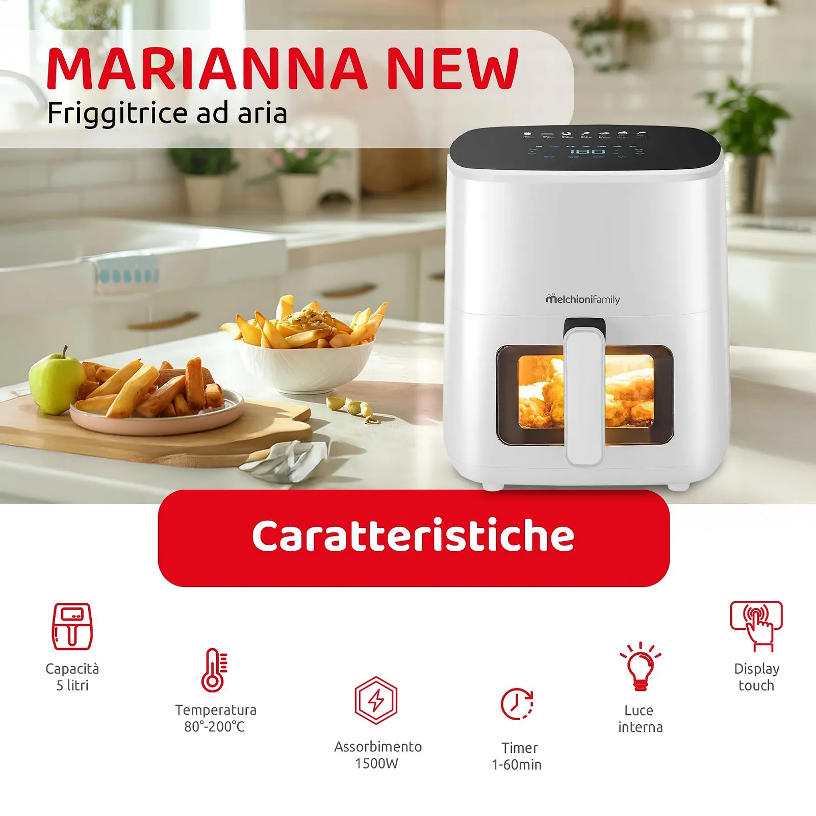 Компактна Мультипіч Melchioni Family Marianna New 5 л 1500 Вт 7 програм 80°-200°C, фото №2 Компактна Мультипіч Melchioni Family Marianna New 5 л 1500 Вт 7 програм 80°-200°C, фото №2