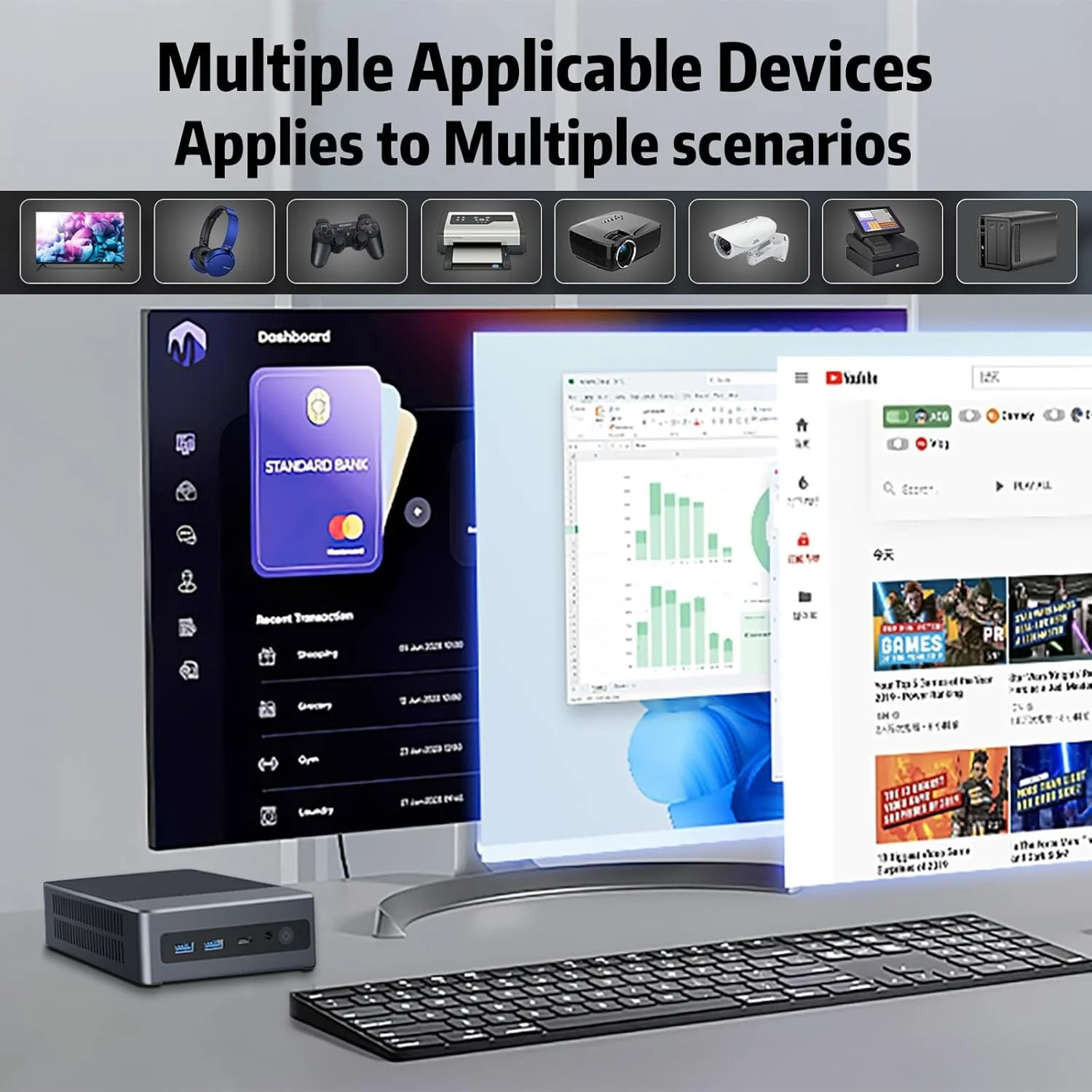 Міні ПК KUMNOSAL M1 / Intel N100 / RAM 16GB / SSD 512GB / 1 x HDMI / LAN / Wi-Fi 6 / Bluetooth 5.2 / Windows 11 / Чорний, фото №6