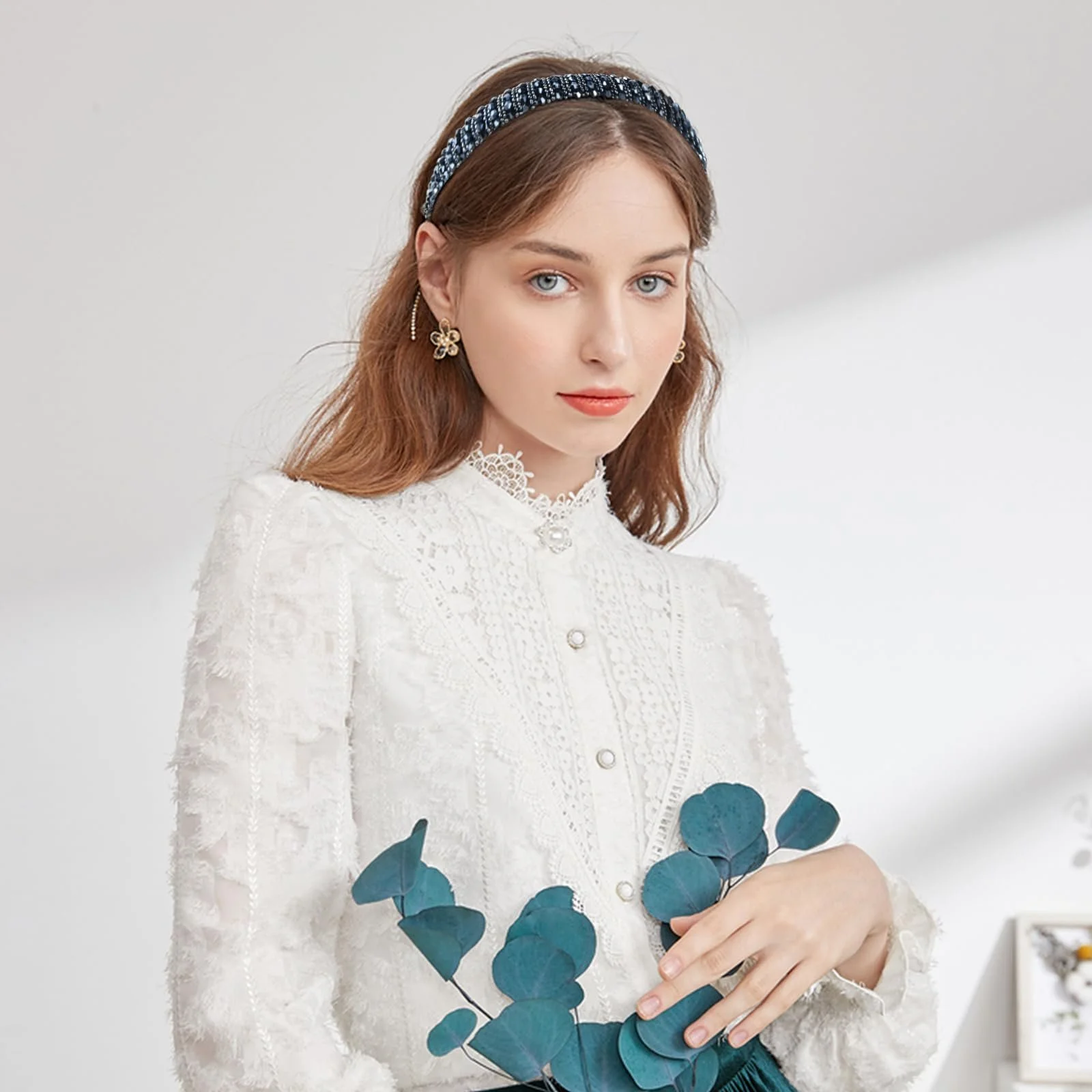 Обруч Amexo, 2 шт, з кришталевими намистинами, фото №5