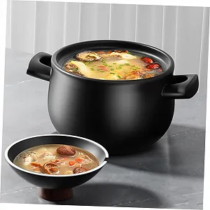 Кастрюля Zerodeko с крышкой глиняная для тушения супа и курицы synthetic.ua - Фото 1