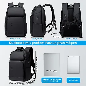 Рюкзак FENRUIEN Business 17 дюймов USB Black - не расширяемый synthetic.ua - Фото 1