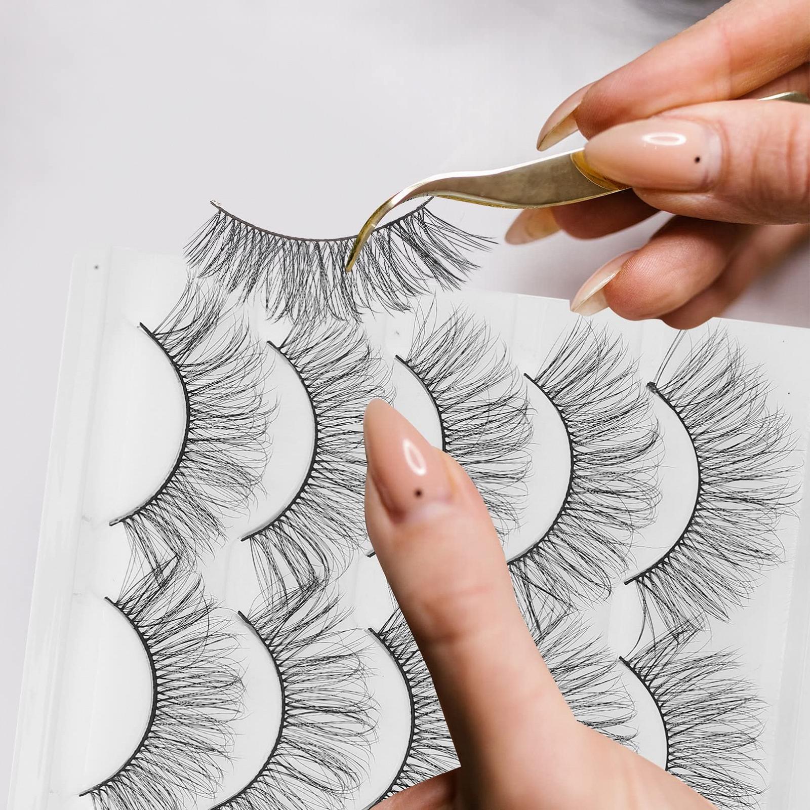 Вії Angoily 10 пар короткі натуральний вигляд 3D хімічне волокно, фото №5