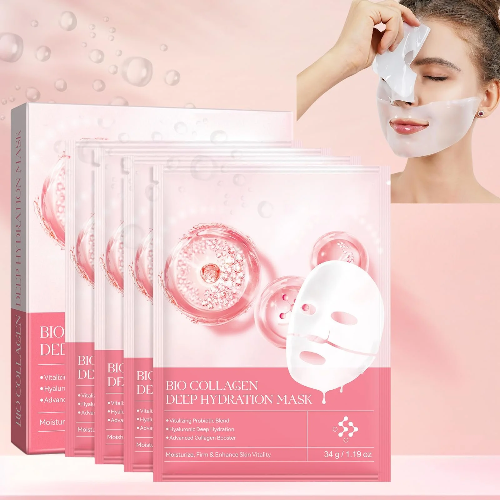 Маска Коллагеновая, Органический Коллаген Real Deep Mask, Корейская Маска для Лица, фото №6