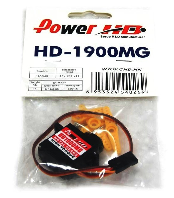 Сервопривод микро 14г Power HD 1900MG 1.2кг/0.11сек, фото №3
