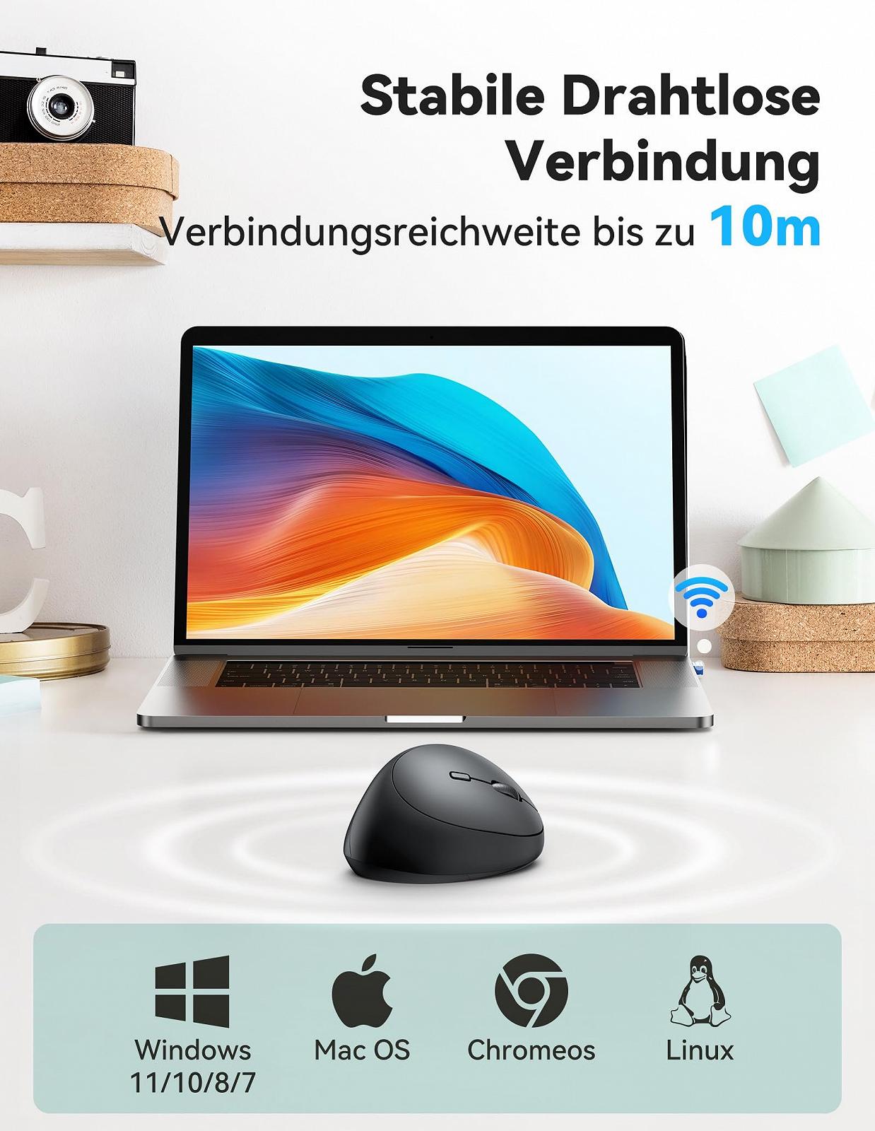 Мышь TECKNET Беспроводная Эргономичная Вертикальная 4800 DPI 6 Кнопок, фото №5