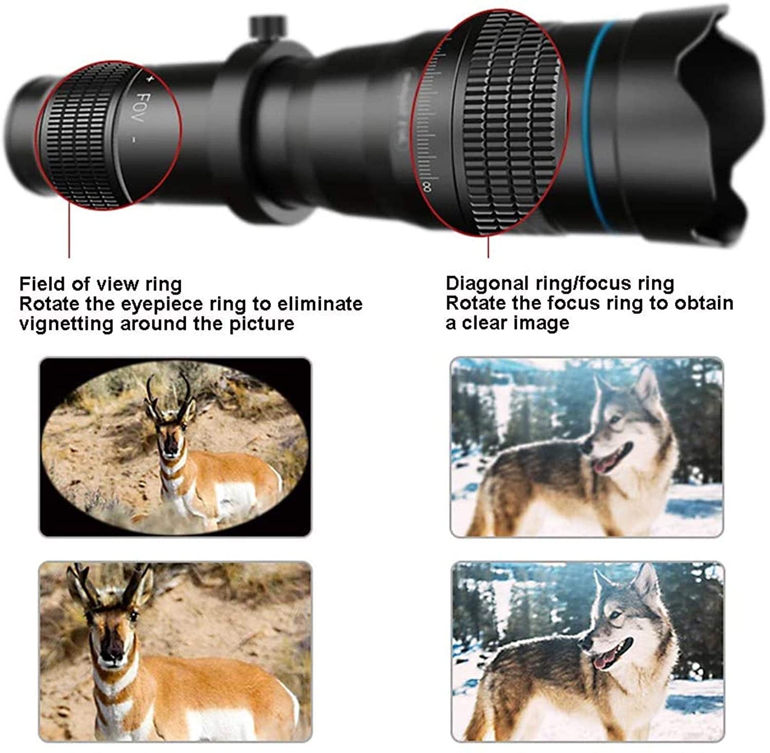 Монокуляр QHYTL Teleskop HD 28x з телефотооб'єктивом та затвором, фото №5