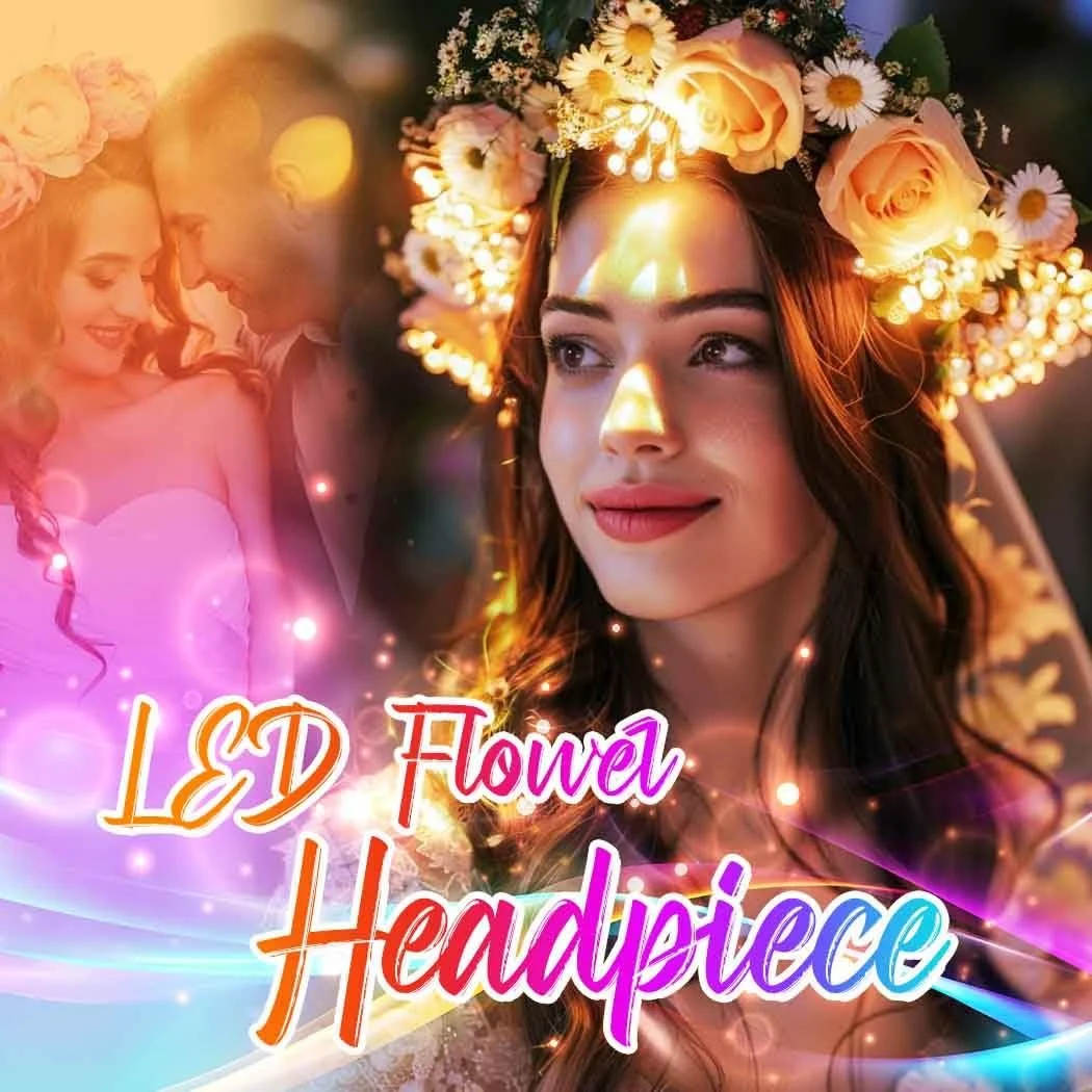 Вінок для волосся з LED підсвічуванням Квітка Жовтий, фото №3