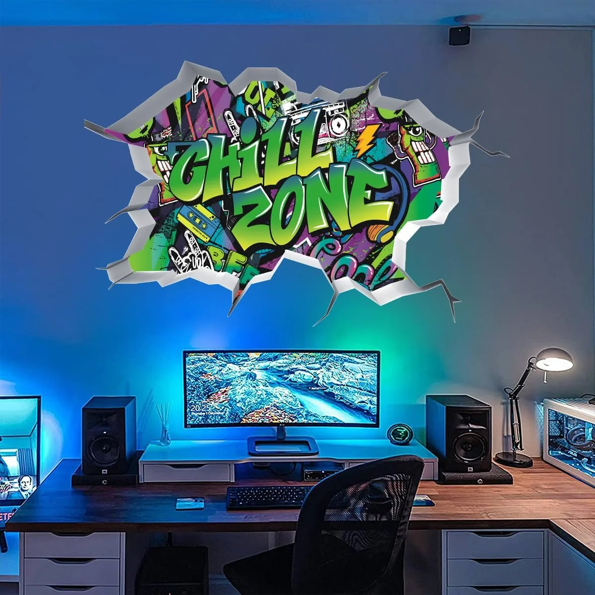 Настінна наклейка TOARTI 3D Graffiti Chill Zone для кімнати підлітка Чорна, фото №3