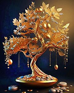 AR-3182 Набір алмазної мозаїки на підрамнику 40*50 см Грошове дерево - Фото 1