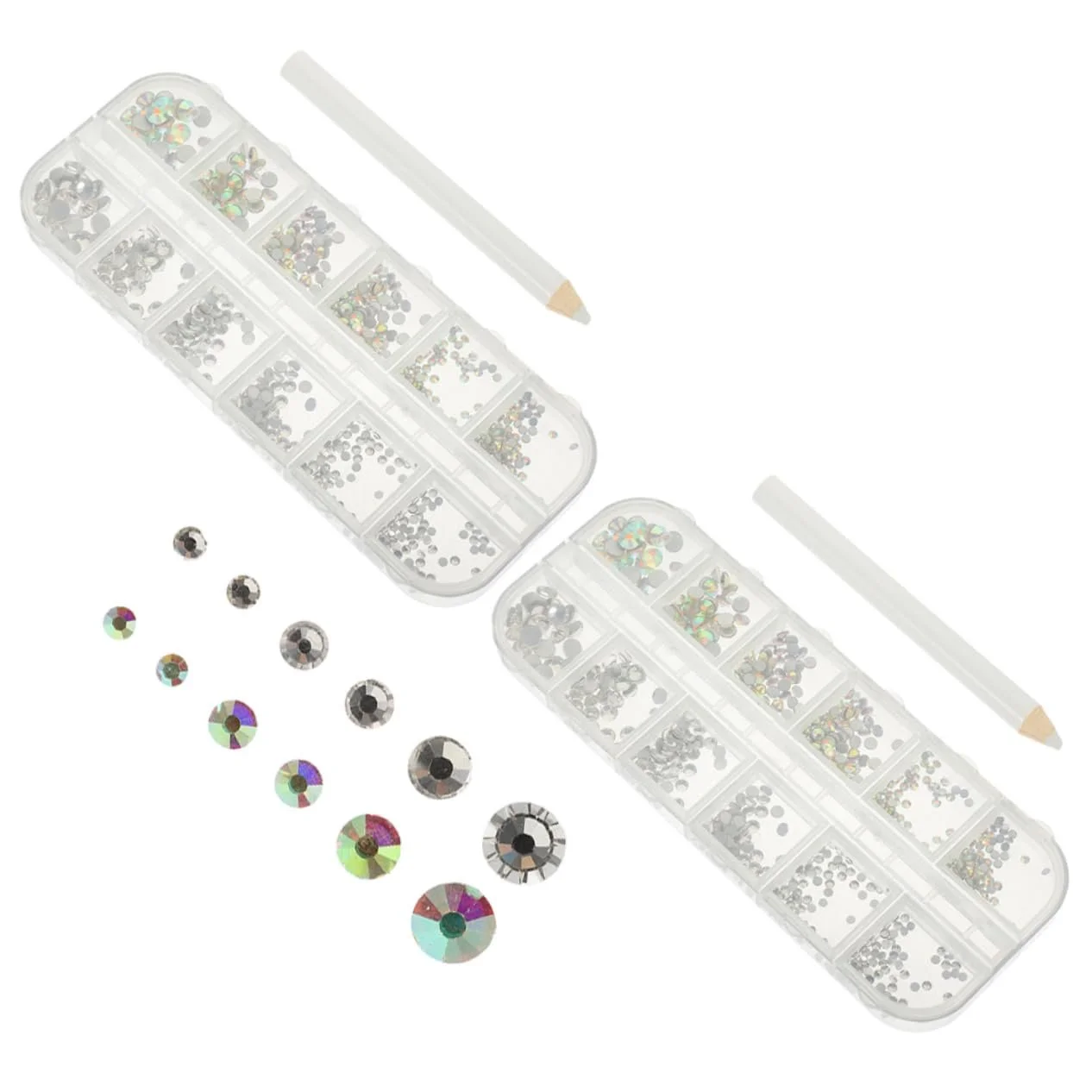 Стразы для ногтей Healvian 3 набора Ручка для лака для ногтей Драгоценные камни для ногтей Прозрачные стразы Набор для маникюра Стразы для поделок Крупные стразы Форма 3D, фото №4
