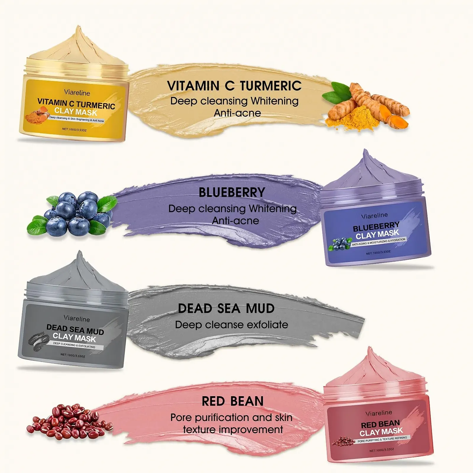 Маска Глиняна, 4 Набори Маска з Глиною для Відновлення, фото №5