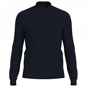 Джемпер HUGO Slim-Fit San Matteo-M, вовна, комір-стійка, темно-синій synthetic.ua - Фото 1