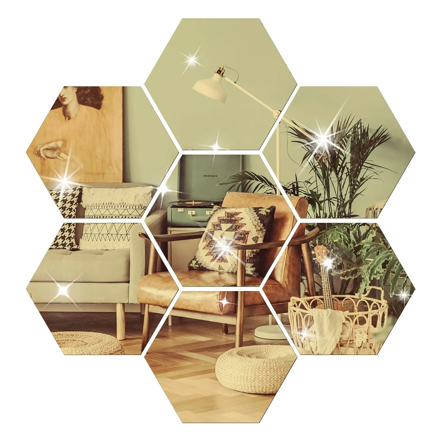 Наклейки дзеркальні DIY 12 шт 10 см Шестикутні Золотисті, фото №1 Наклейки дзеркальні DIY 12 шт 10 см Шестикутні Золотисті, фото №1