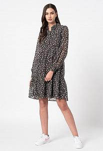 Сукня ONLFREE L/S SHIRT DRESS WVN 15245725--AOP:FLOWER ONLY Чорний XS - Фото 1