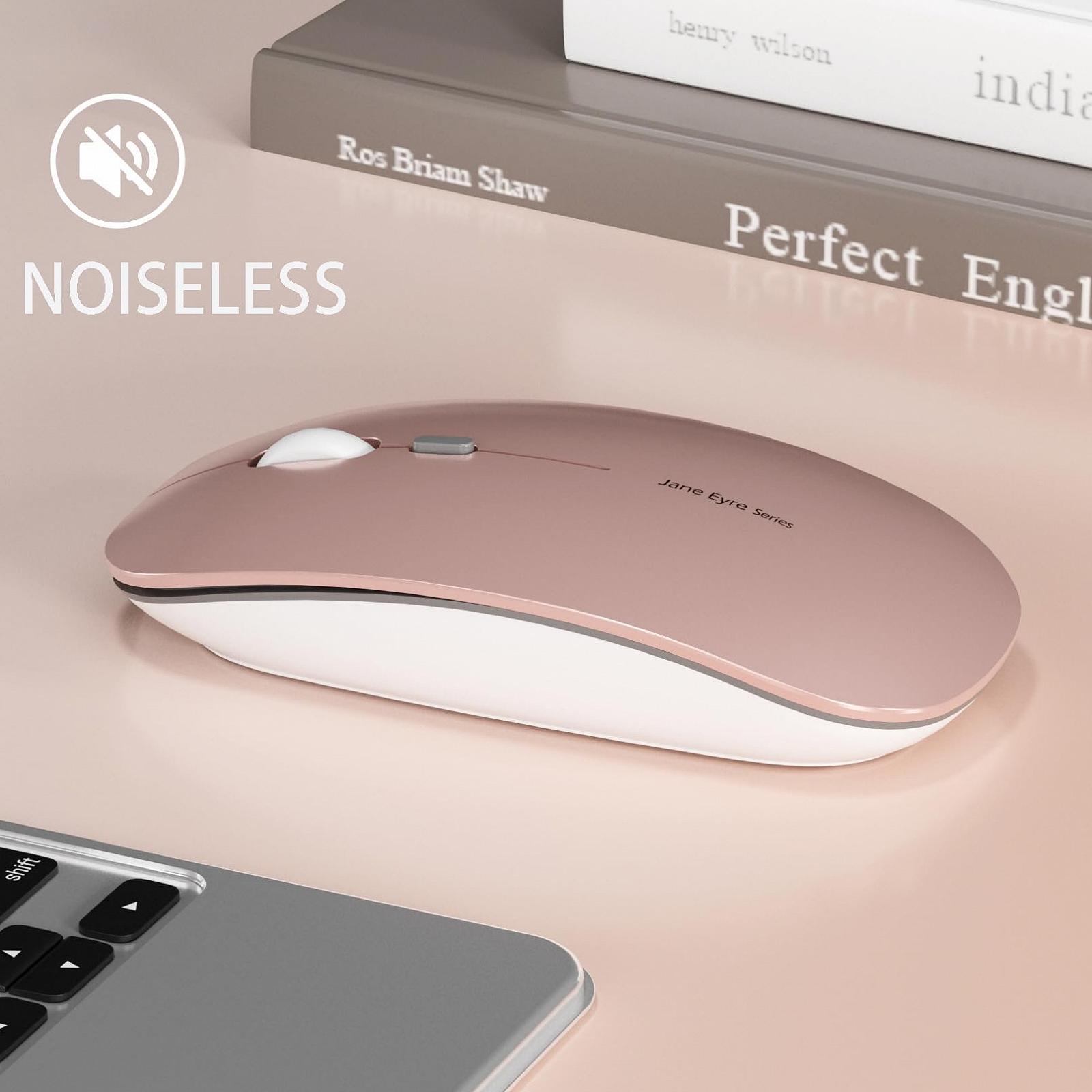 Миша Бездротова Uiosmuph Q5 1600 DPI з USB-ресивером Type C Рожевий, фото №3