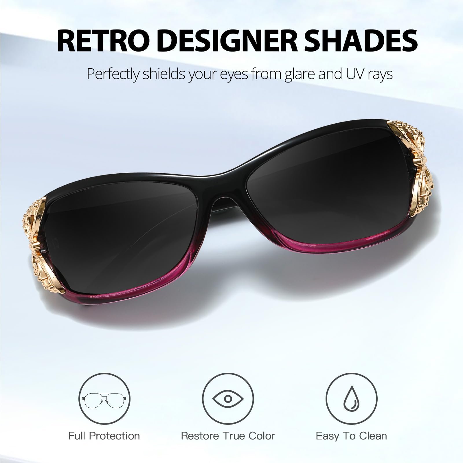 Сонцезахисні окуляри Жіночі Myiaur, 2 шт., поляризовані, захист UV400, облягаюча оправа, прикраса у вигляді метелика, фото №6